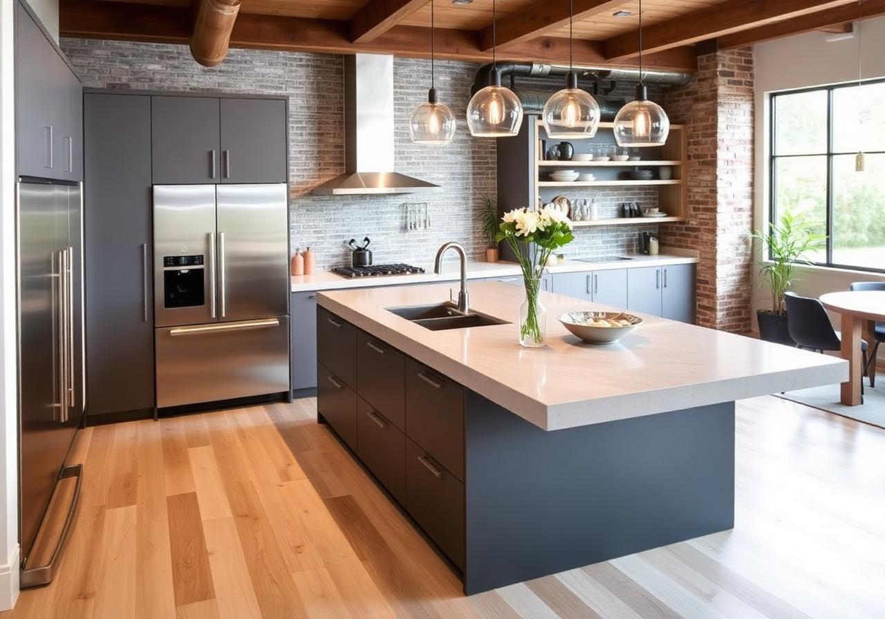 Polished concrete countertop kitchen island