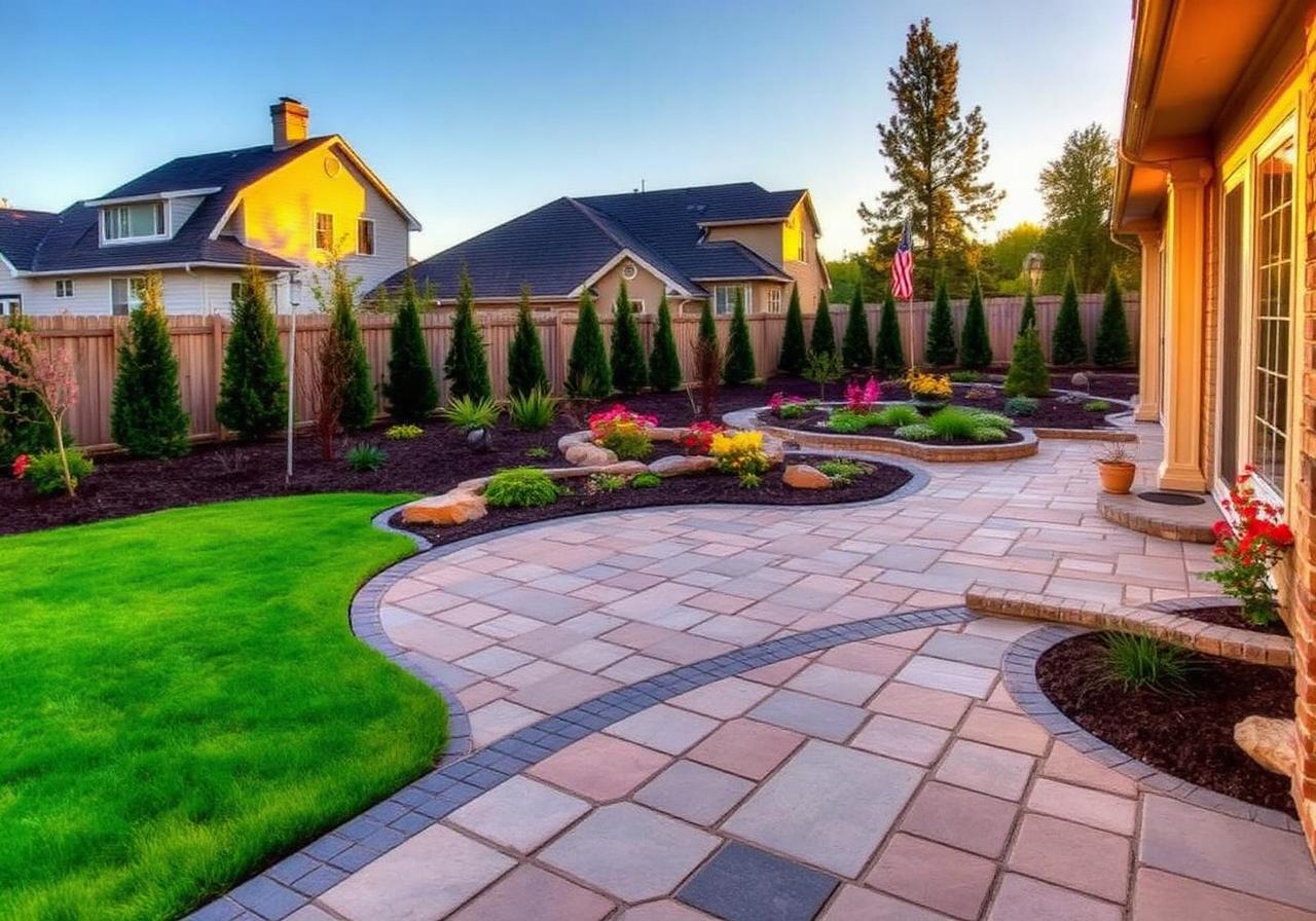 Flagstone paver patio and walkway