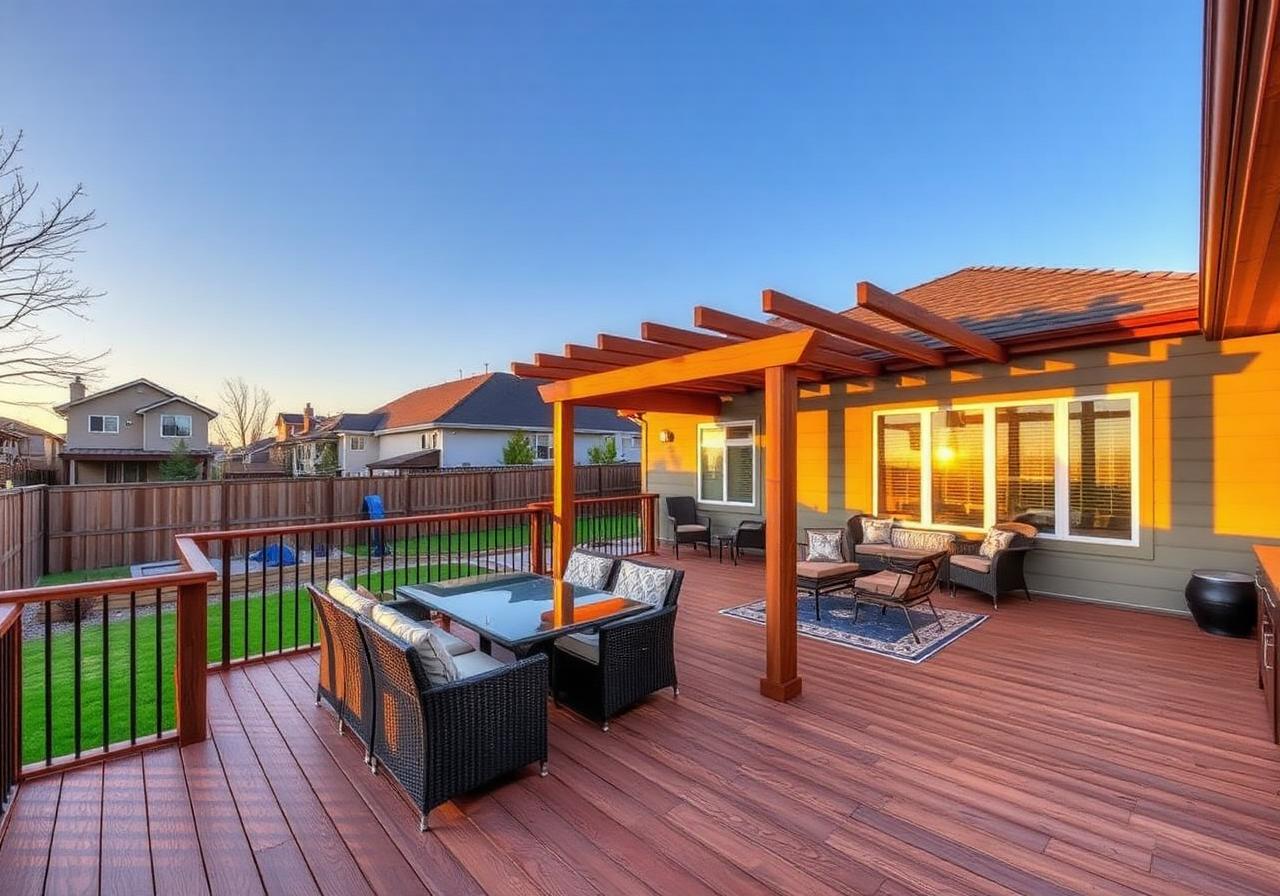 Custom wood deck with pergola